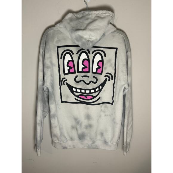 Urban Outfitters Keith Haring Three Eyed Face  Pop Art Tye Dye Hoodie Size S - Picture 2 of 6